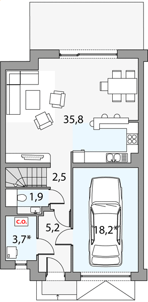 План 1 этажа дома EGK-9289-82 План 1 этажа дома EGK-9289-82