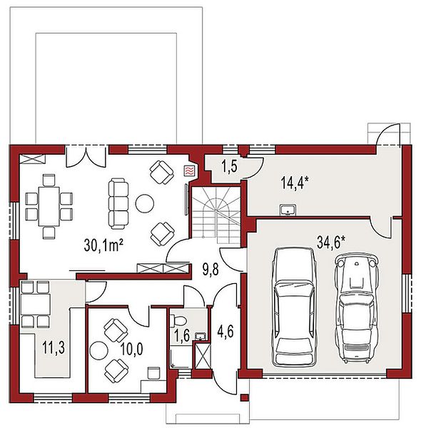 План 1 этажа дома GBK-2655-61 План 1 этажа дома GBK-2655-61