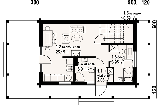 План 1 этажа дома KAF-5162-63 План 1 этажа дома KAF-5162-63