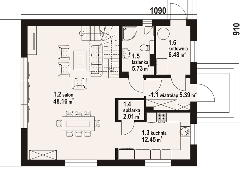 План 1 этажа дома BDB-2277-25 План 1 этажа дома BDB-2277-25