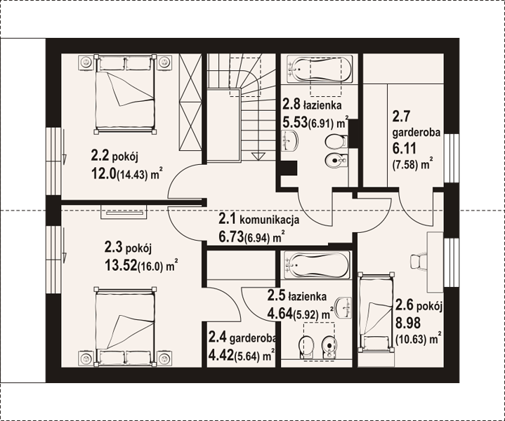 План 2 этажа дома BDB-2277-25 План 2 этажа дома BDB-2277-25