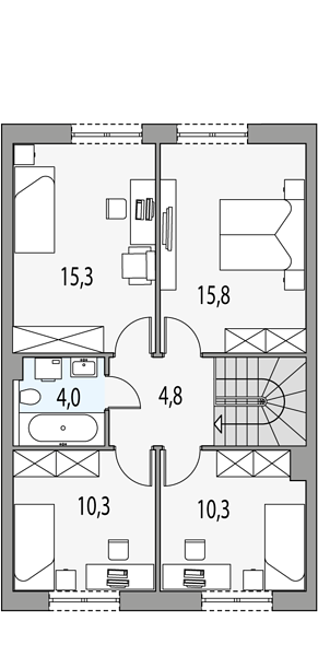 План 2 этажа дома IBF-4346-44 План 2 этажа дома IBF-4346-44