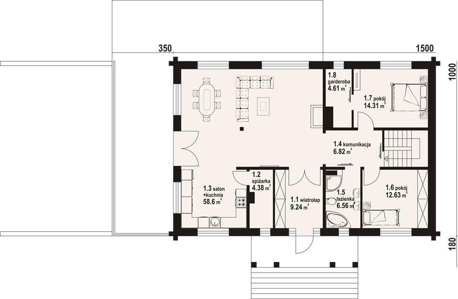 План 2 этажа дома AEA-2696-93 План 2 этажа дома AEA-2696-93
